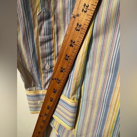 BUGATCHI UOMO XL Pastel Stripe Decorative Vertical Embroidery Spread Collar NICE - Picture 11 of 15